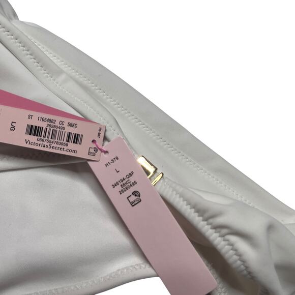 Victoria's Secret White Ruched Slider Bikini Bottoms Size Large - Picture 5 of 5